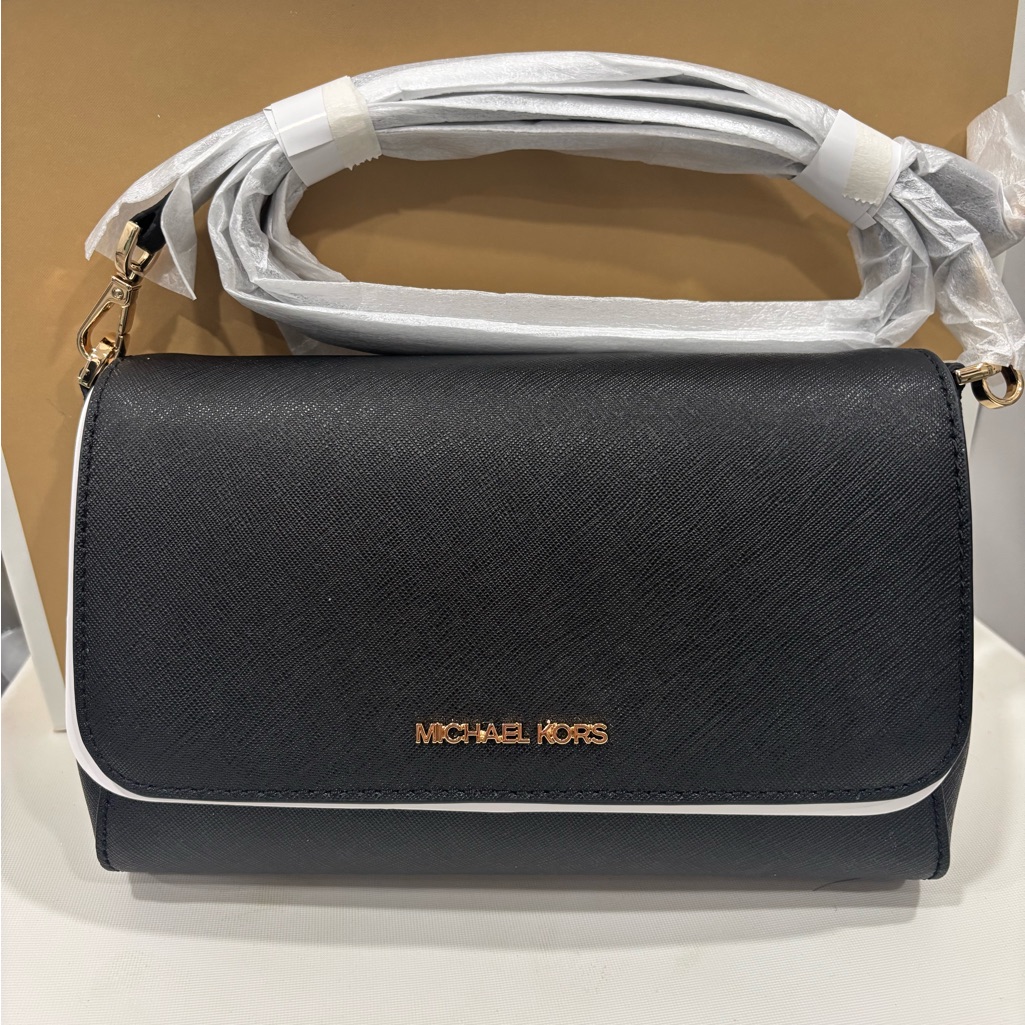 Michael Kors Convertible Pouchtte Leather Crossbody/Shoulder Bag (Black)